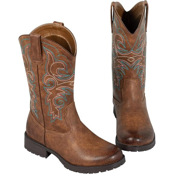Mid Calf Embroidered Western Cowgirl Boots for Country Concert & Horse Riding - Picture 8 of 9
